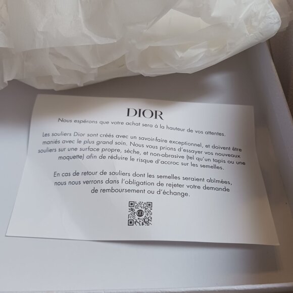 Authentic Dior White Shoe Box w/ Tissue Paper, Card & Cloth Satchel  12" x 8" - Picture 13 of 16